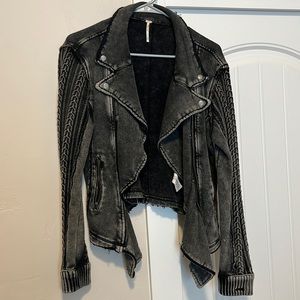 Womens Free People Knit Moto Jacket